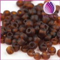 brown color frosted 3mm irregular round glass seed beads